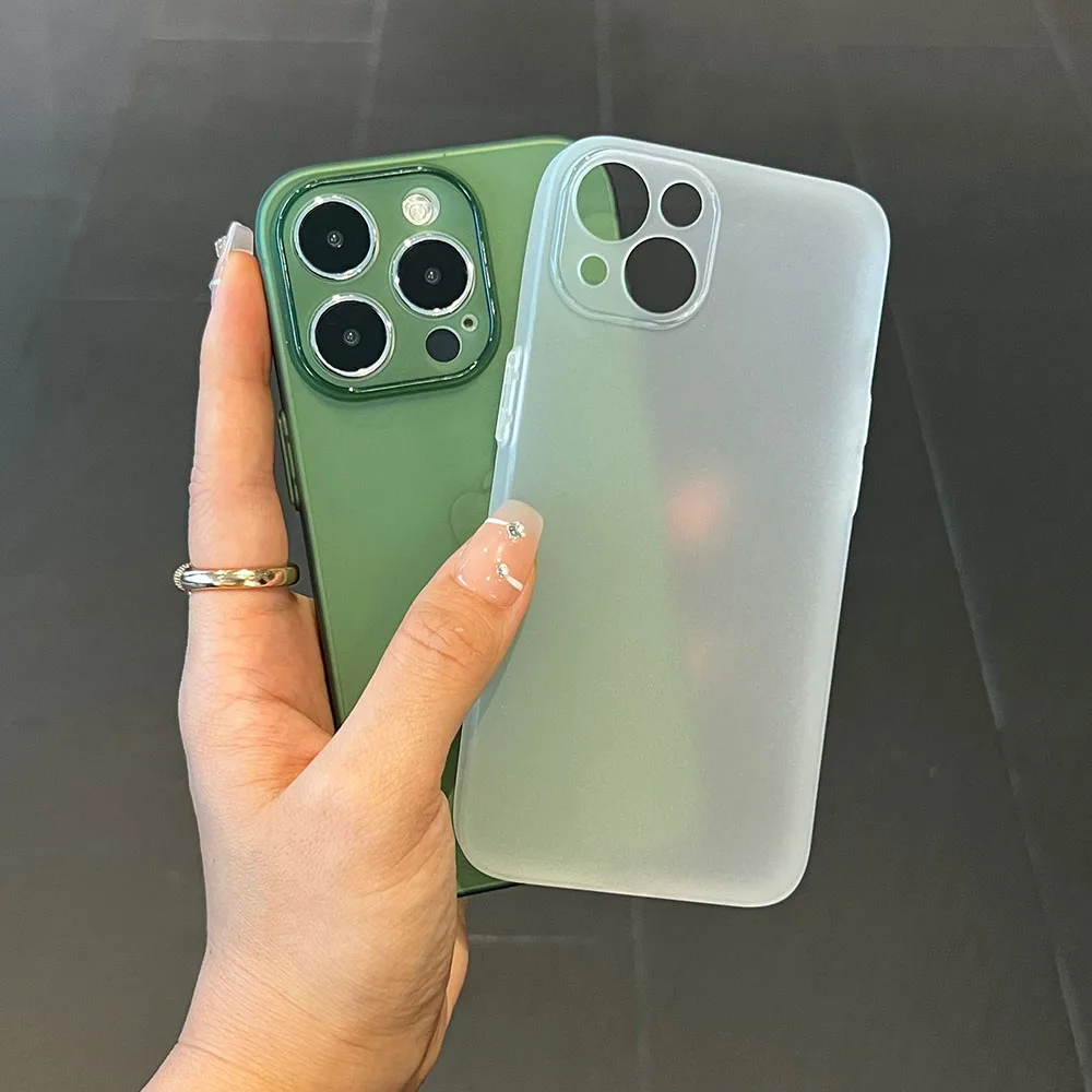 Luxury 0.3MM Ultra Thin Matte Soft Case For iPhone 15 14 13 12 11 Pro Max Plus Mini Silicone Transparent Frosted TPU Back Cover