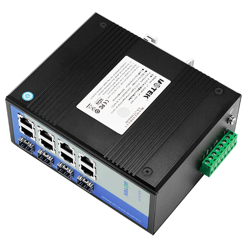 UOTEK Switch Ethernet non gestito Gigabit SFP a 12 porte Supporta più protocolli Switch su guida DIN UT-60408F-8T-4GP-BNF