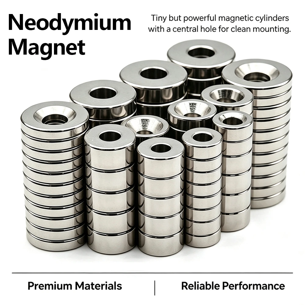 Powerful Round Magnets N35 Ndfeb Permanent Neodymium Magnets with Countersunk Hole for DIY Craft and Industrial Fixing