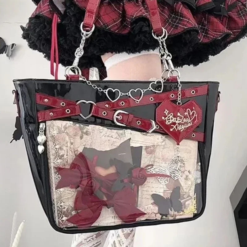 

Женская модная клетчатая сумка в стиле ретро Ita, милая прозрачная большая вместительная сумка для девочек, сумка с дисплеем «сделай сам», новая сумка на плечо