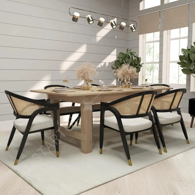 Cane Rattan Dining and Accent Chair Solid Wood Frame Versatile Seating Krzesla Do Jadalni Chairs Dining Room Furniture