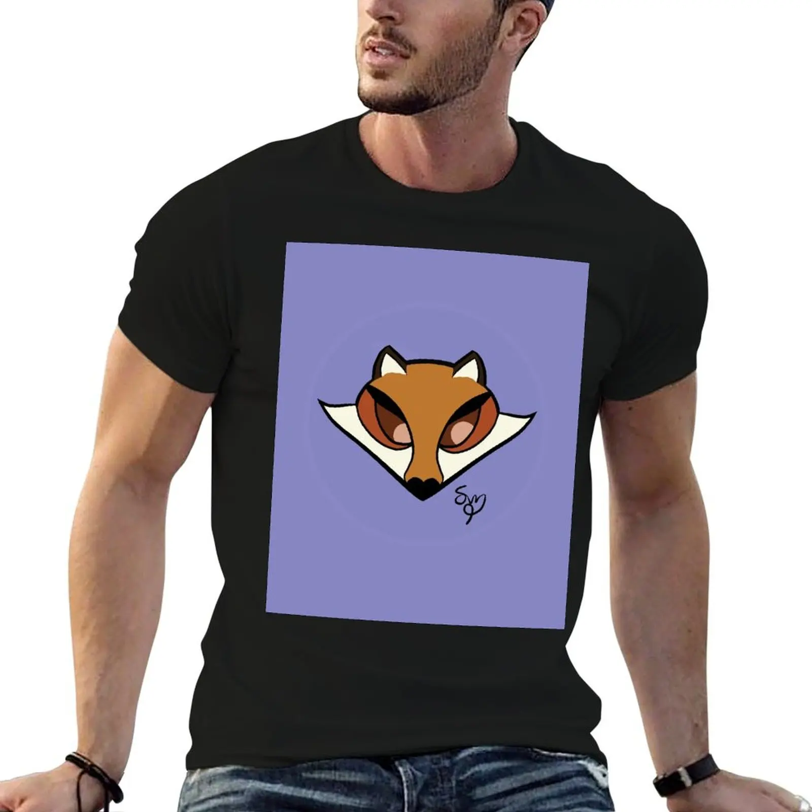 Heart nose fox design (black line version) T-Shirt Halloween Casual T-Shirt