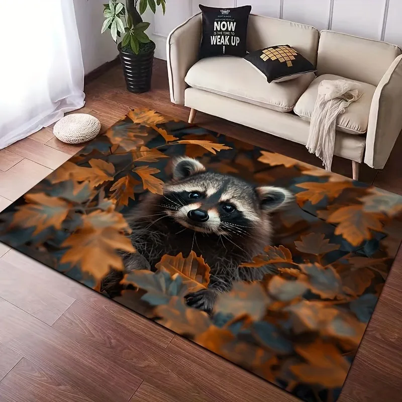 

1PC Raccoons Pattern Kitchen Rugs Non-Slip Home Door Mats Pop design Bathroom Rugs Bath Mat Carpet for Home Sink Laundry Decor