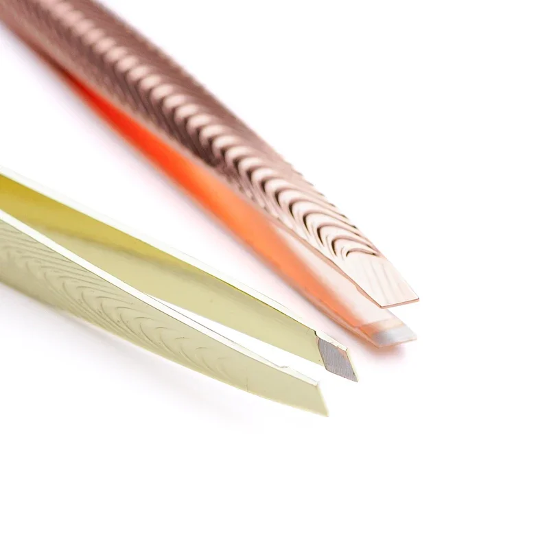 Pinça de sobrancelha profissional, aço inoxidável, ponta inclinada, clipe de remoção de pelos para extensão de cílios, ferramentas de maquiagem de beleza