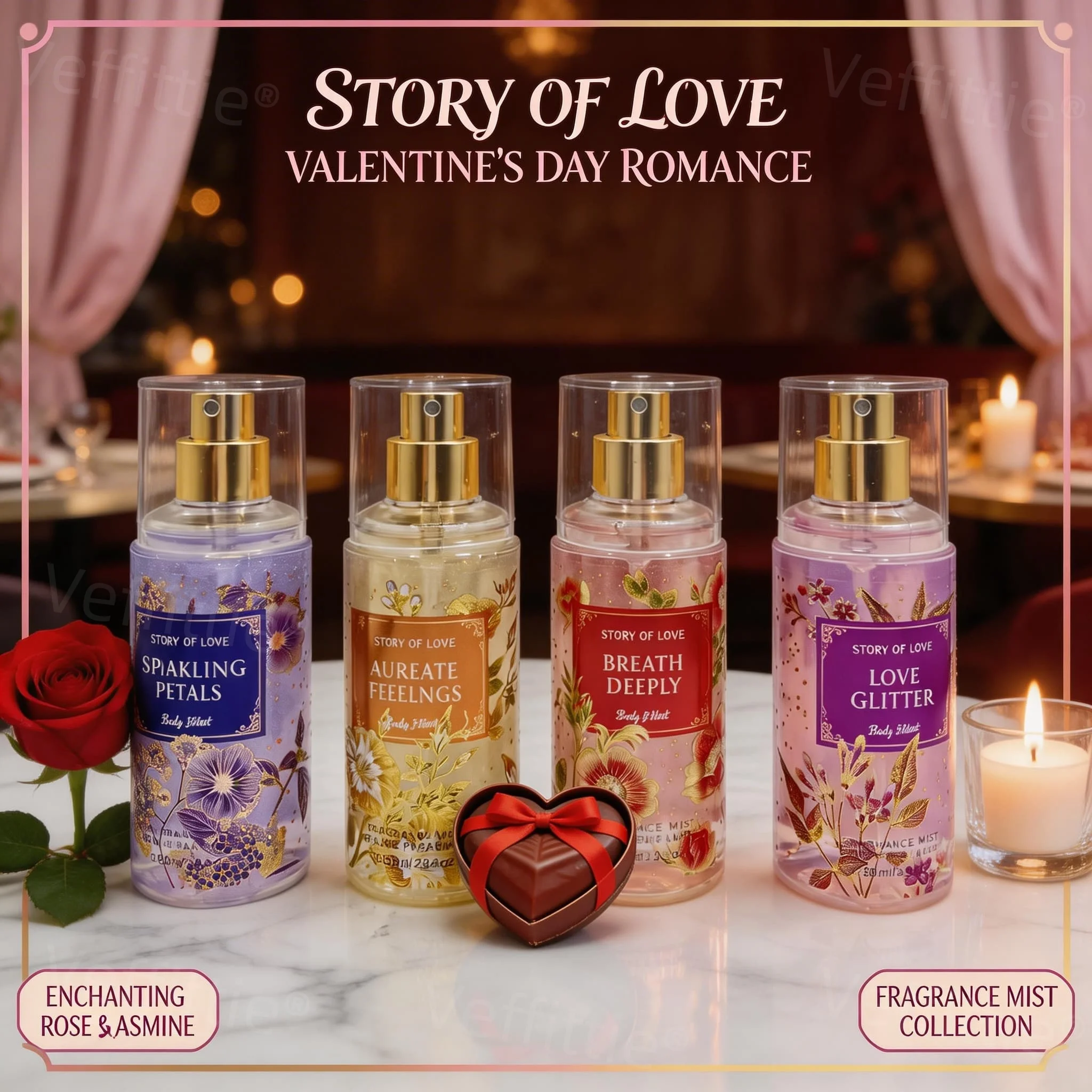 

Romantic Floral-Woody Kiss Women's Mist, Valentine's Date Wear, Captivating Rose-Jasmine Essence for Romantic Evenings