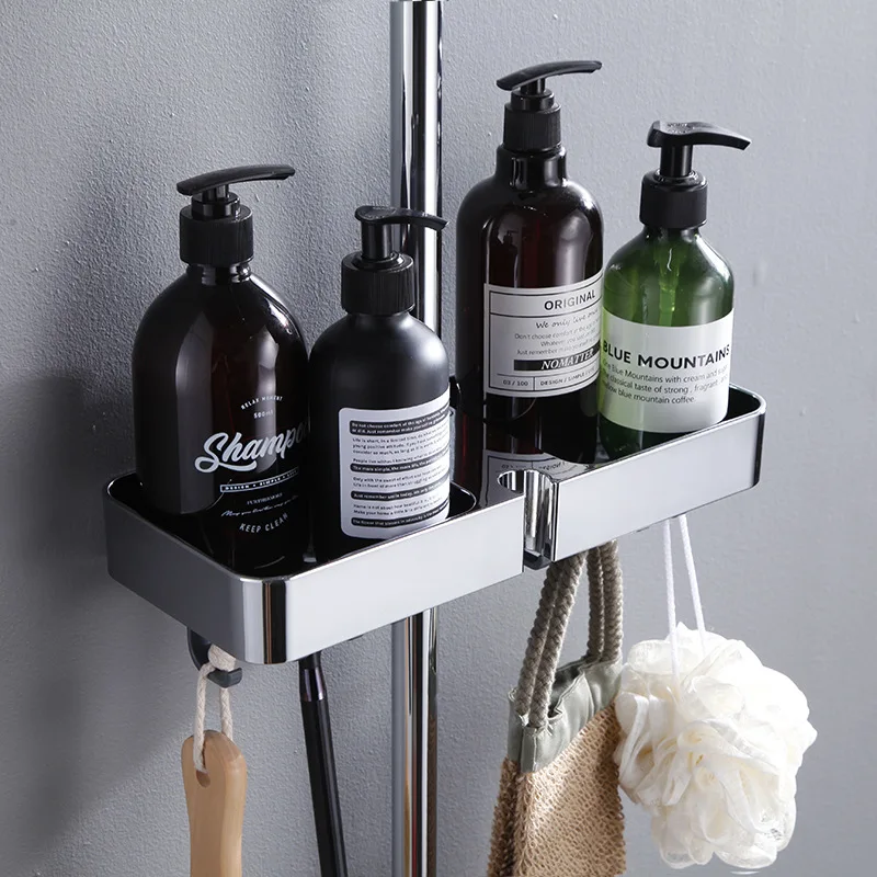 Badezimmer-Dekor, Duschorganisation, Duschregal, platzsparendes Duschregal, ohne Bohren, Aufbewahrung, geräumiger Stauraum