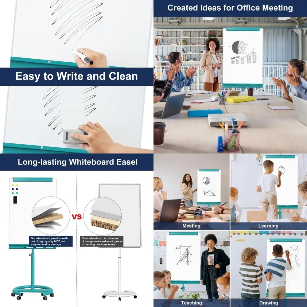 

Магнитная доска с регулируемой высотой на колесах, 40x26 синяя доска для сухого стирания с подставкой