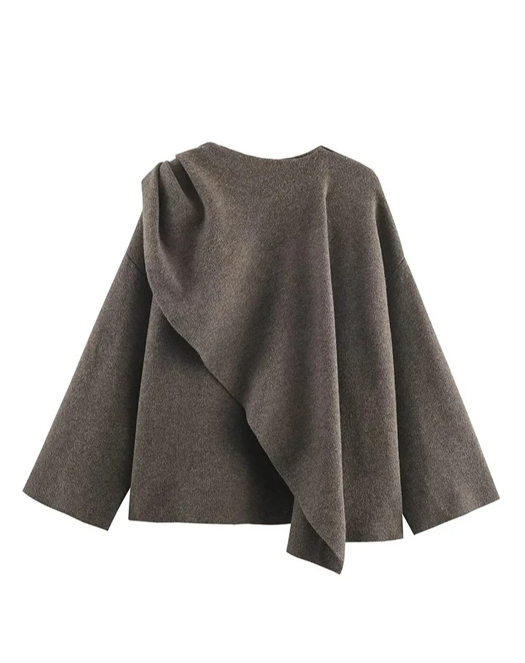 

Winter Women's Scarf Coat Long Sleeve Knitted Elegant Jackets Women Streetwear Causal Loose Fit Knitted Coats