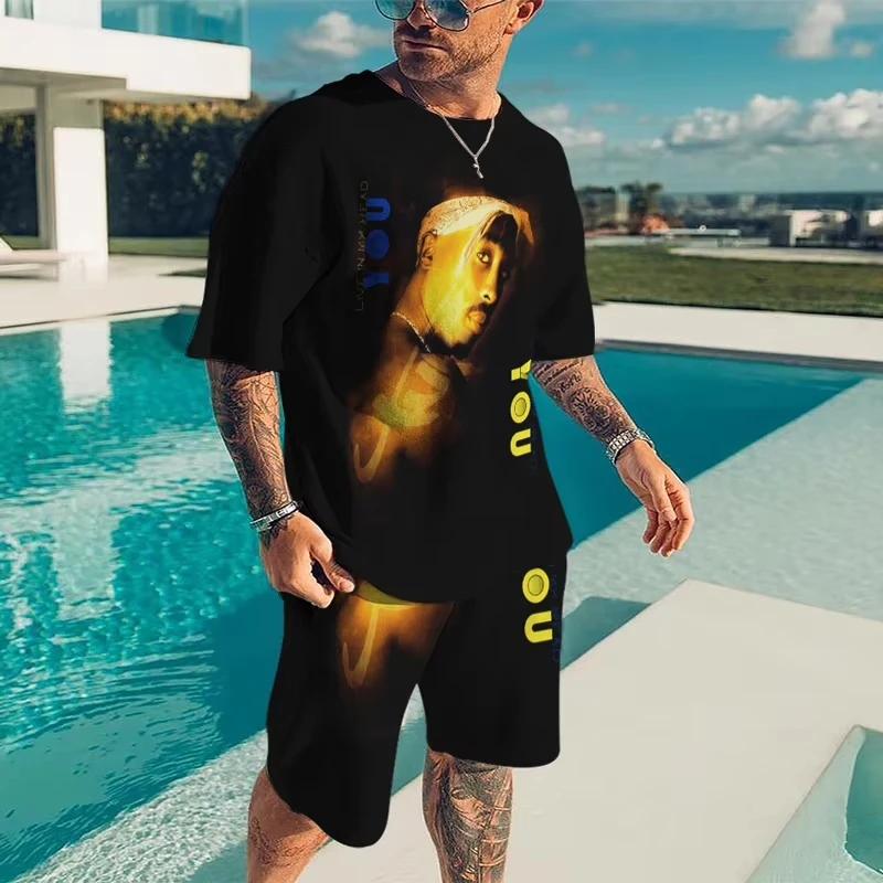 

Man Clothing 2Pac Singer 3D Print Summer Men's Set Hip Hop Men T-Shirt Shorts Suit Women Tracksuit Oversized Male 2 Piece Outfit