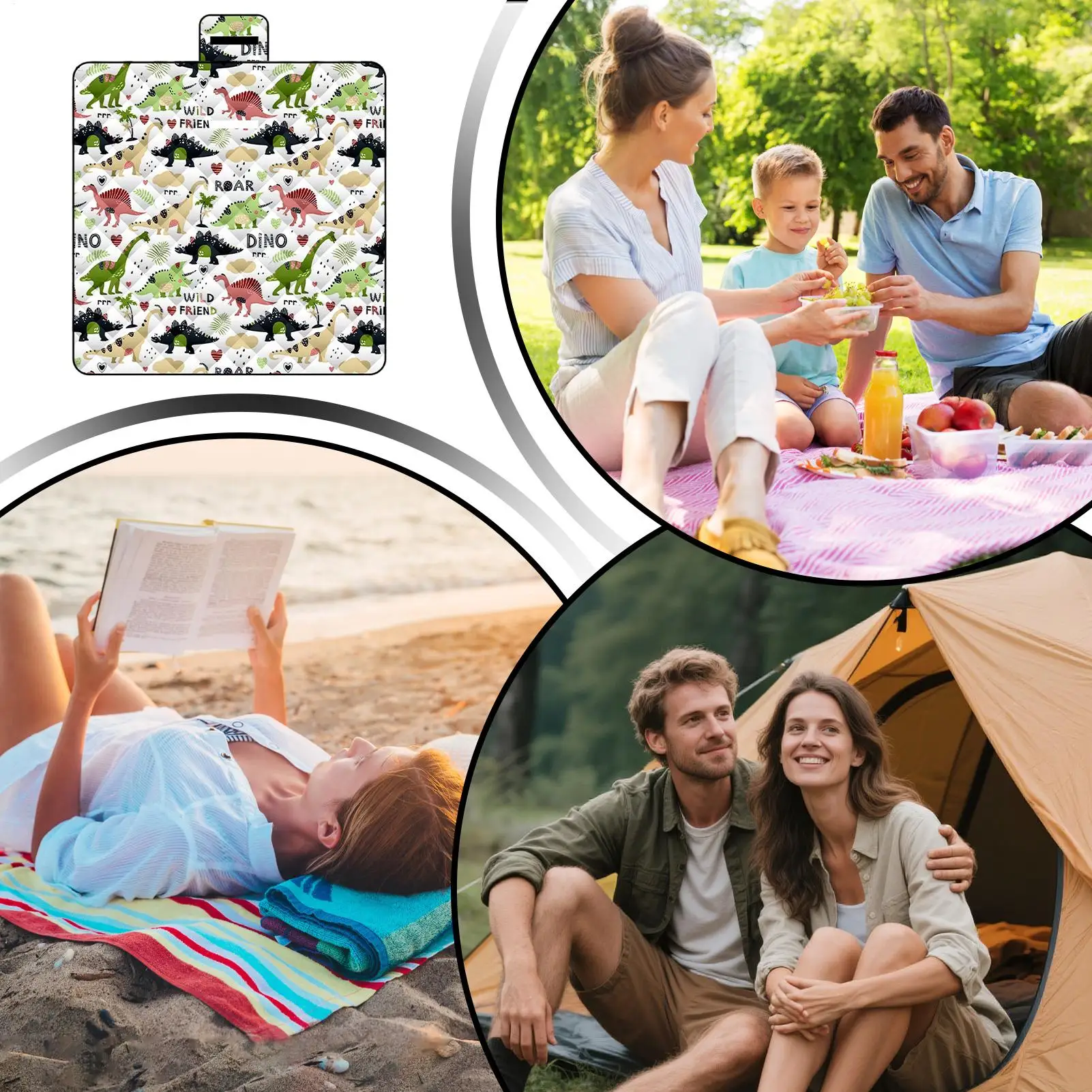 

Outdoor Picnic Blanket Foldable Portable 78.74x78.74Inch Washable Waterproof Picnic Mat For Park Garden Lawn Courtyard Travel