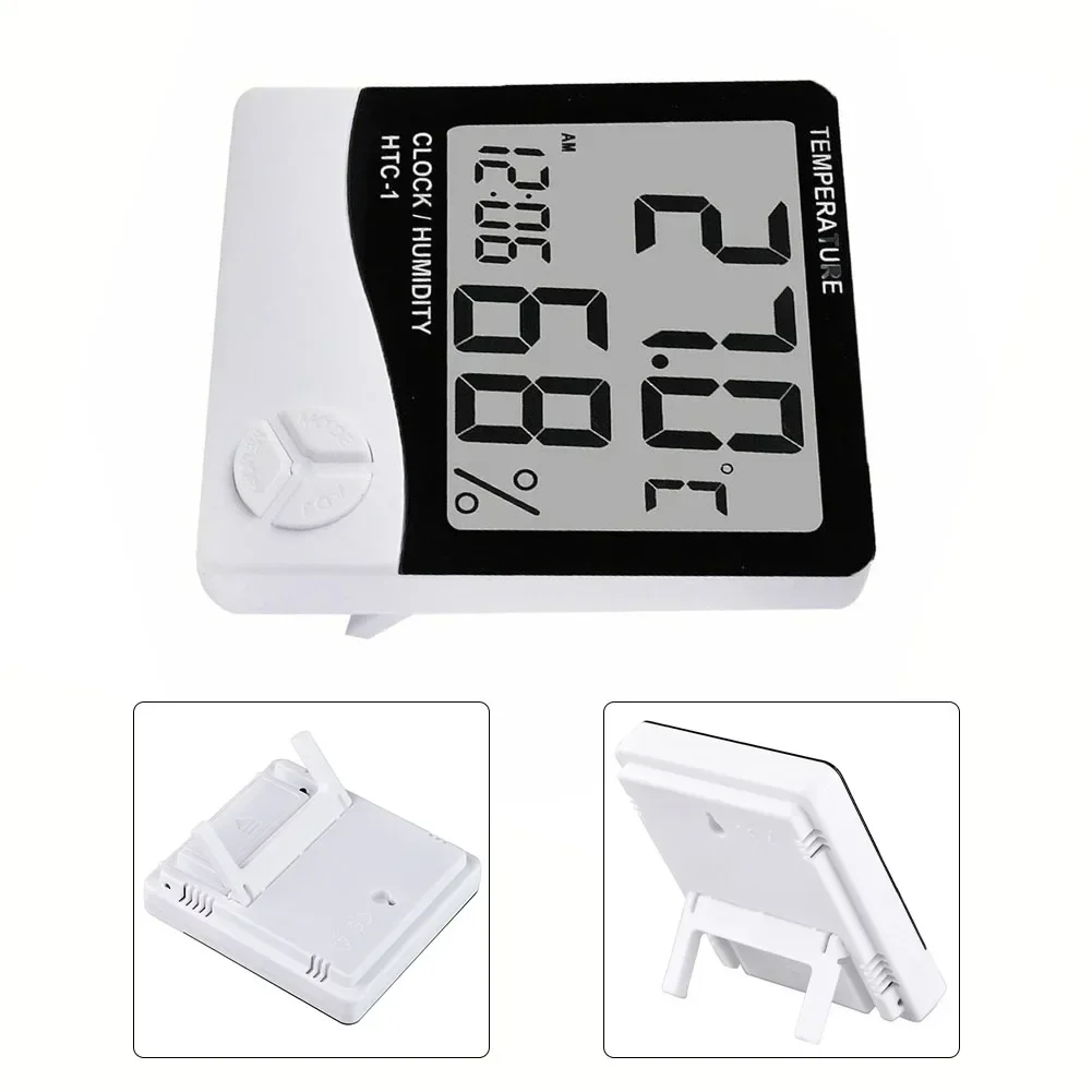 HTC-1 Digital LCD Room Thermometer Indoor Hygrometer Humidity Meter Alarm Clock Digital Display Electronic Thermohygrometer