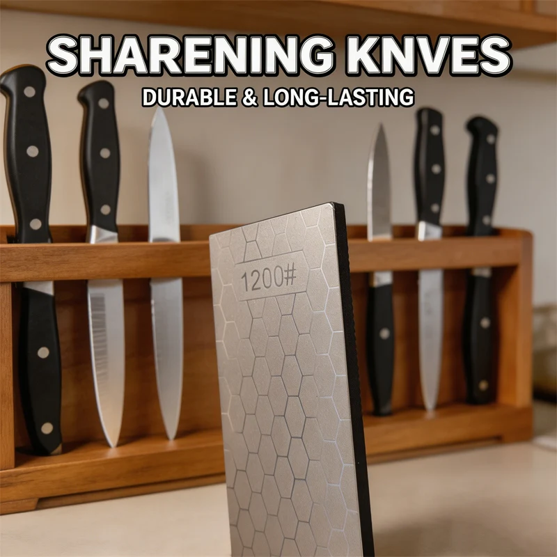 Durable Honeycomb Surface Diamond Sharpener Stone Thickened 9mm Kitchen Cutter Grinding Polishing Accessory