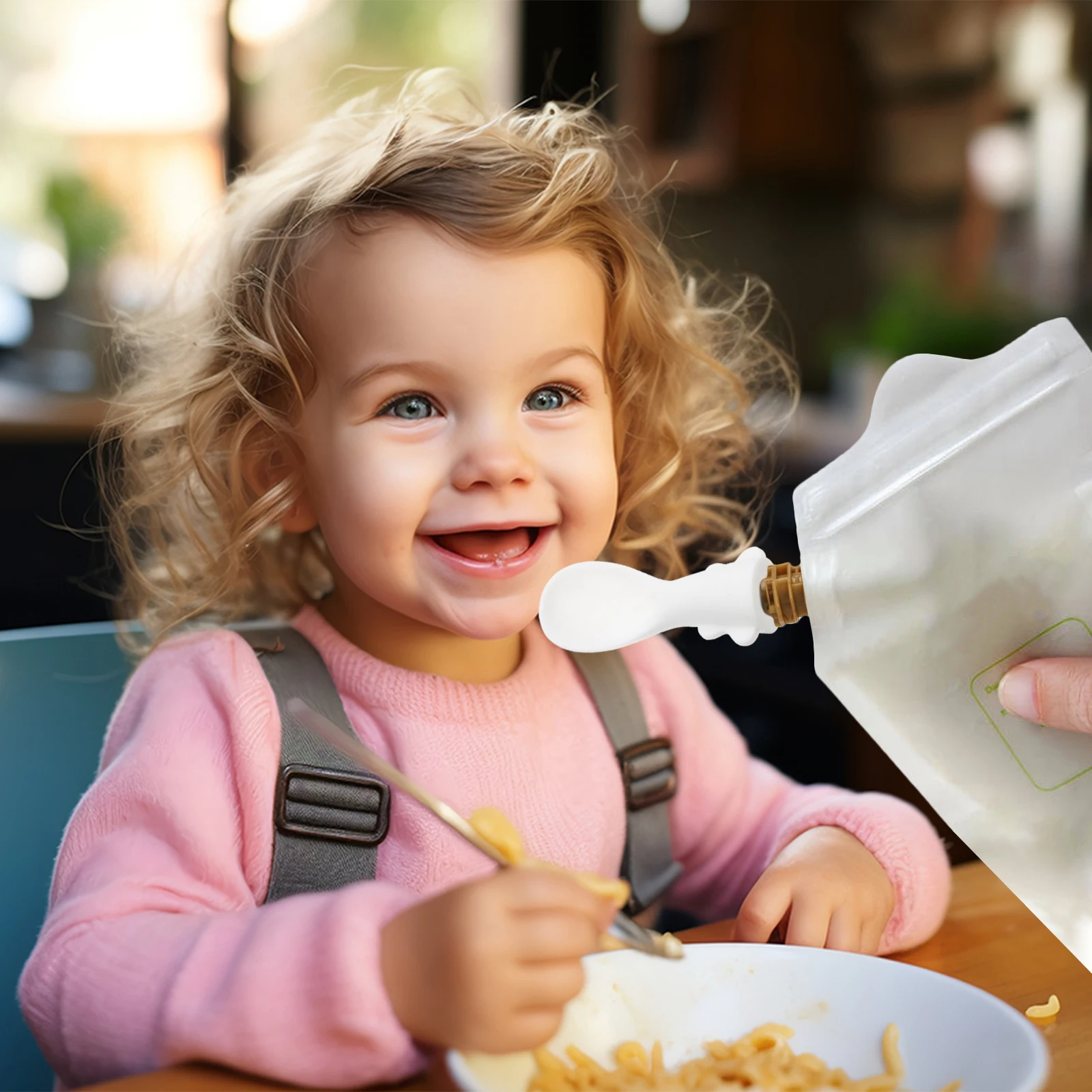 

4 Pcs Baby Bag Spoon Set Safe Silicone Attachable Food Pouch Feeding Easy Clean Detachable Design Infant Feeding