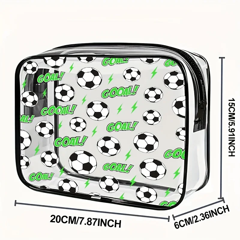 

Fashionable Football Design, High-Quality PVC Transparent One-Sided Printed Toiletry Bag, Zip Closure, Lightweight And Fade-Resi