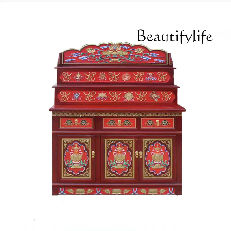 

Chinese Ladder Clothes Closet God of Wealth Altar Incense Desk Buddha Shrine Household Altar Cabinet