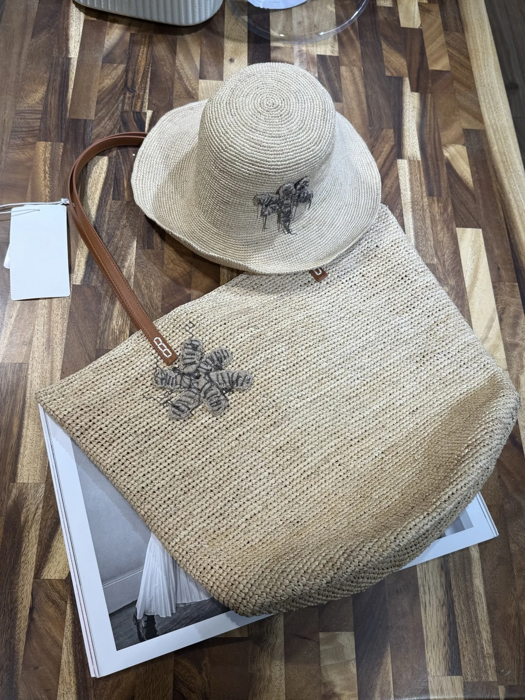 Nouveau sac en raphia + chapeau de haute qualité pour femmes au printemps et en été