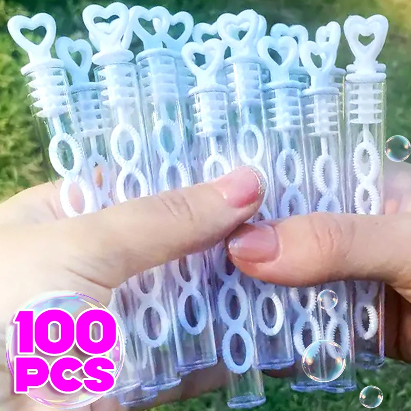 10/100 Uds varitas de burbujas coloridas blancas 5 agujeros Mini botellas de jabón vacías tubo de varita de plástico escuela niños fiesta de cumpleaños favores golosinas