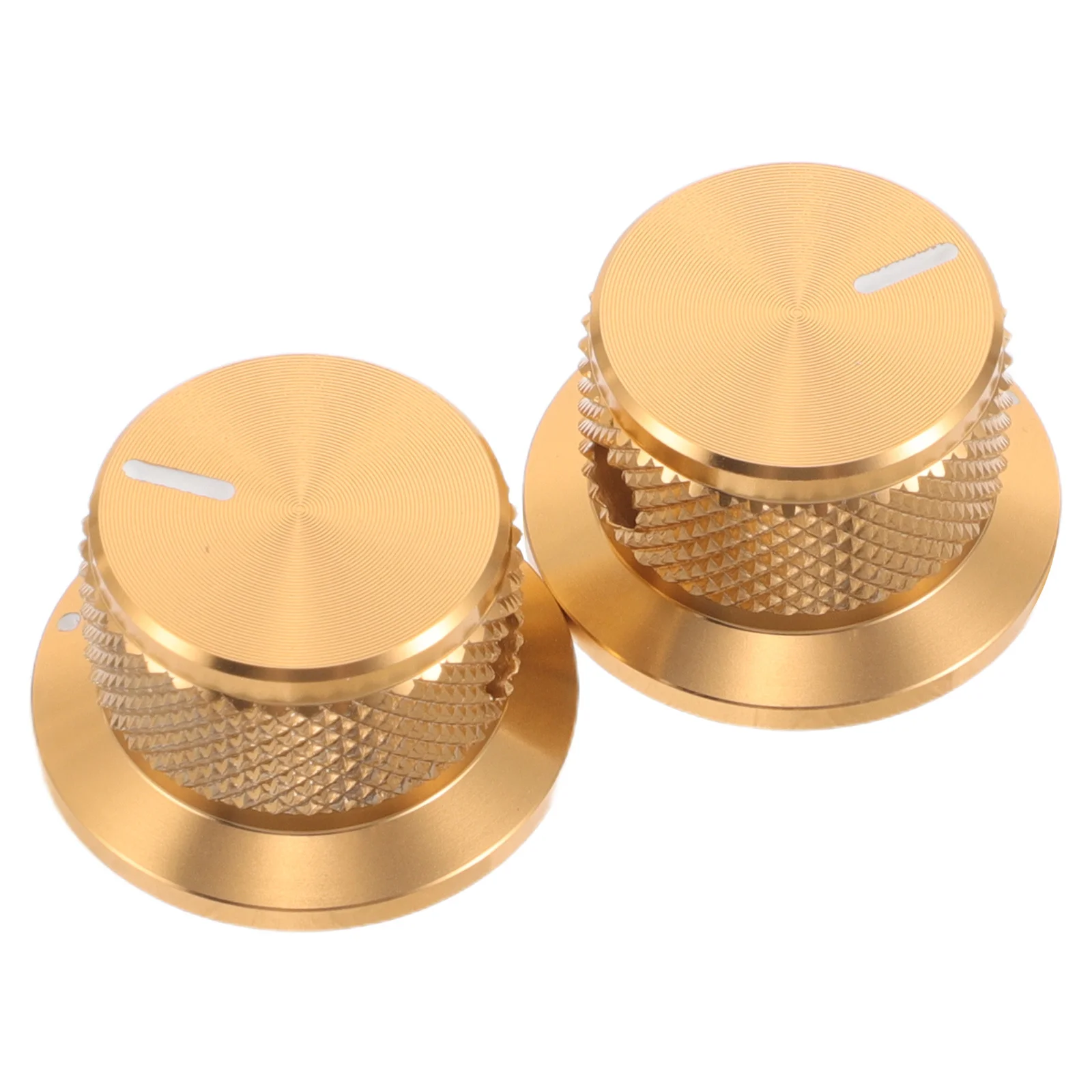 

2Pcs Aluminium Rotary Volume Knobs Gold Metallic Control Smooth Adjustment for Mixer Amplifier Guitar Audio Equipment