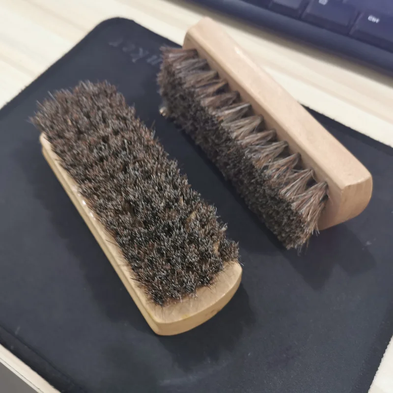 Solid Wooden Hair BrushSoft Horsehair Bristle ScrubDirt RemovalShoe CleaningShoe WashingCar Interior Cleaning Brush