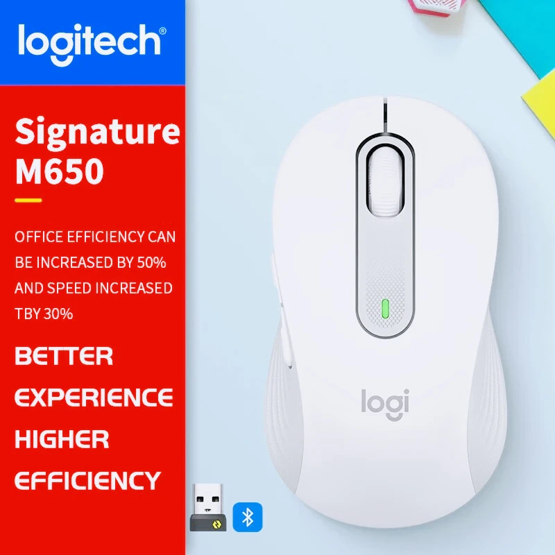 Mysz Logitech (M) Series Wireless Wired Office M650 + M350 do laptopów + M280/M221/M185 Cicha, przenośna do użytku biznesowego i domowego