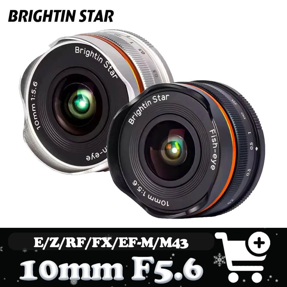 

Ультраширокоугольный объектив Brightin Star 10 мм F5.6 APS-C для печенья с ручной фокусировкой «рыбий глаз» для Sony A7M2 Fuji X-E2 Nikon Z30 Canon M2