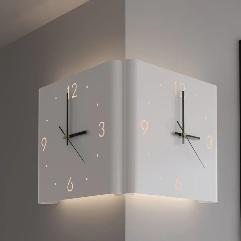 LED Corner Wall Clock Double Sided Silent Digital Wall Lamp Modern Simple Night Light Home Decoration Creative Wall Clocks