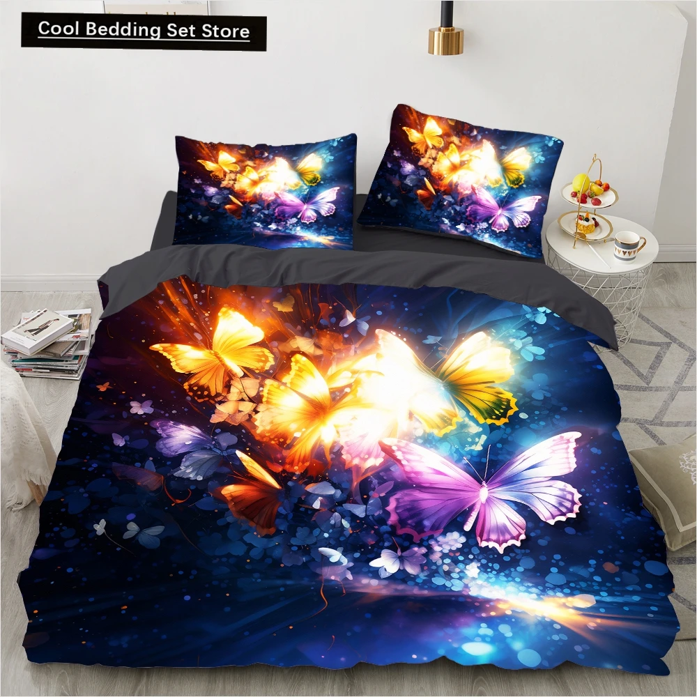 

Butterfly Colorful Bedding Set Cartoon Comforter Sets Queen King Twin Full Size Duvet Cover Set Kids Girls White Bed Linen