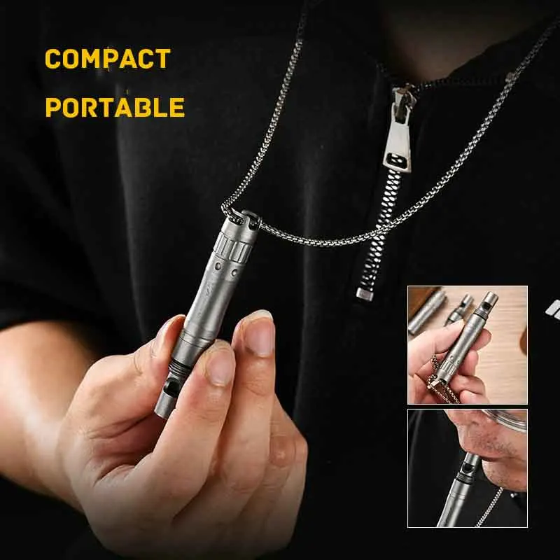 سبائك التيتانيوم متعددة الوظائف قلم توقيع سيليكون رئيس العالمي شاشة تعمل باللمس القلم في الهواء الطلق بقاء قلادة مدرب EDC صافرة