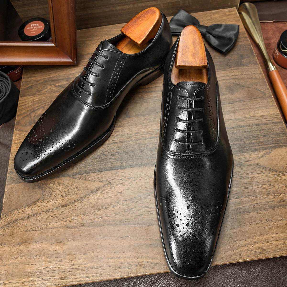 Hanmce Men Shoes Black For Suit Oxfords Shoes 2022 Luxury Genuine Leather Office Business Wedding Formal Shoe