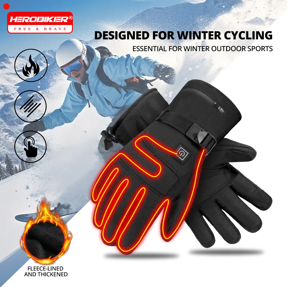 

Autumn Winter New Electric Heating Gloves Snow Skiing Warm And Waterproof Heating Gloves With Battery Box Touch Screen Gloves