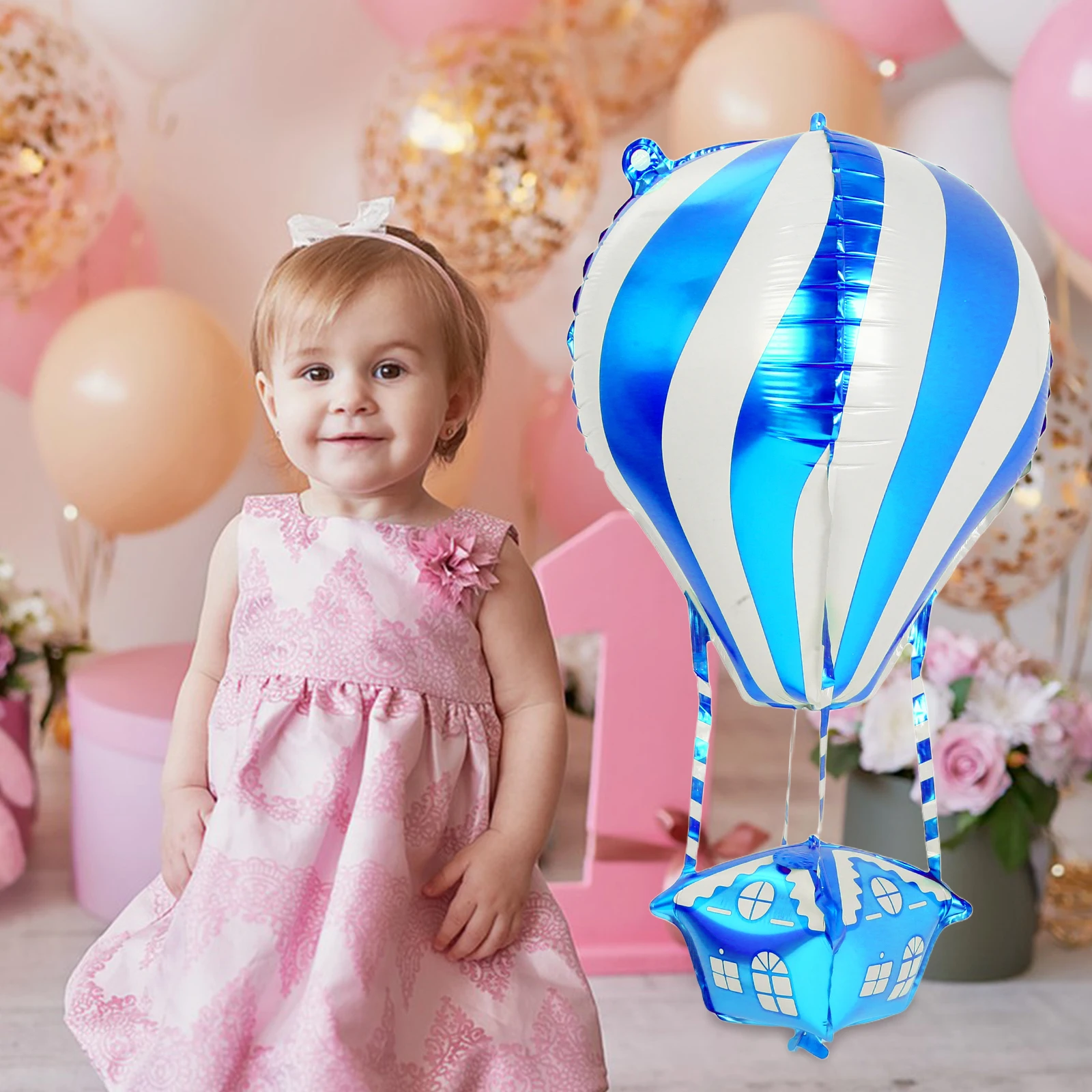 

4 pcs Hot Air Balloon Foil Balloons Aluminum 4D Reusable Helium Inflatable Party Decorations for Kids Birthday Festival Events