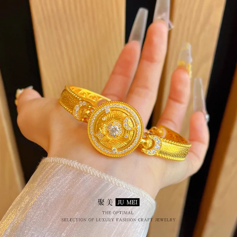 Viora Jewelry 9999 24K real gold new Chinese design ancient gold exquisite diamond transfer starry sky bracelet female lucky sta