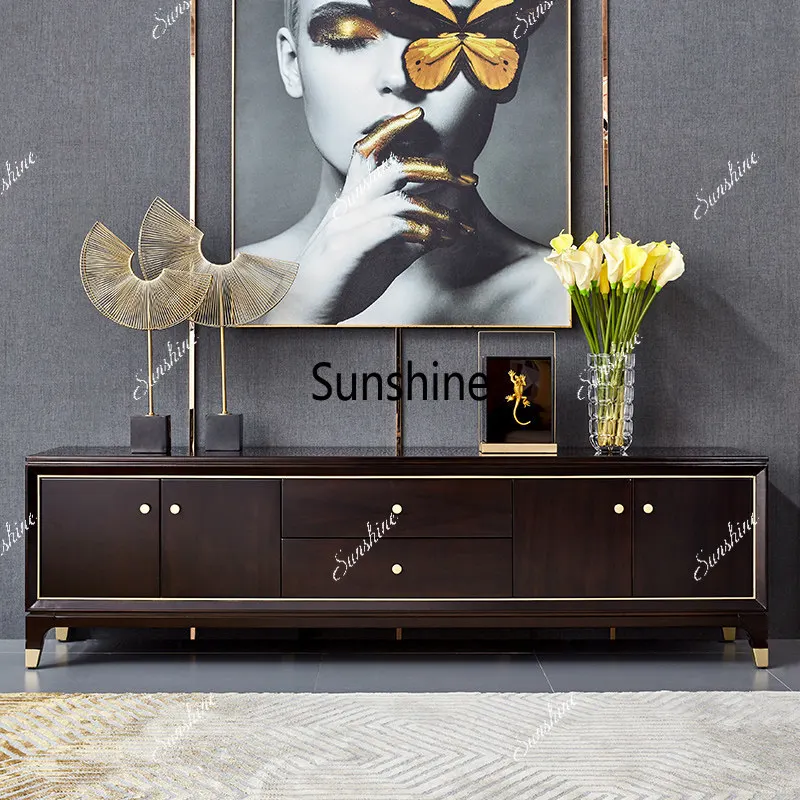 American light luxury solid wood TV cabinet coffee table combination bedroom storage living room furniture
