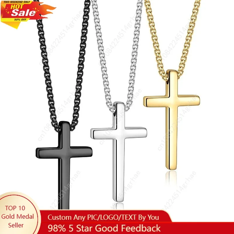 

Yooblue 2/3 Pcs Cross Necklace for Men, Silver Black Gold Cross Chain Necklace, Stainless Steel Cross Pendant Jewelry Gifts for