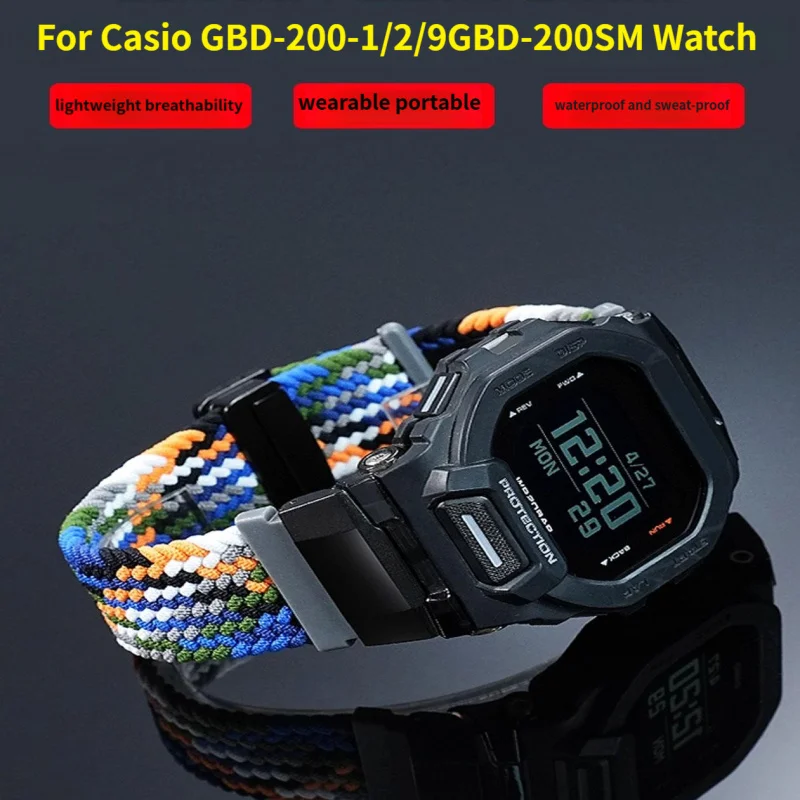 

Magnetic For Casio G-SHOCK Small Square GBD-200-1/2/9 GBD-200SM wtach Cat Man Canva wrist Strap Men nylon Watchband accessories