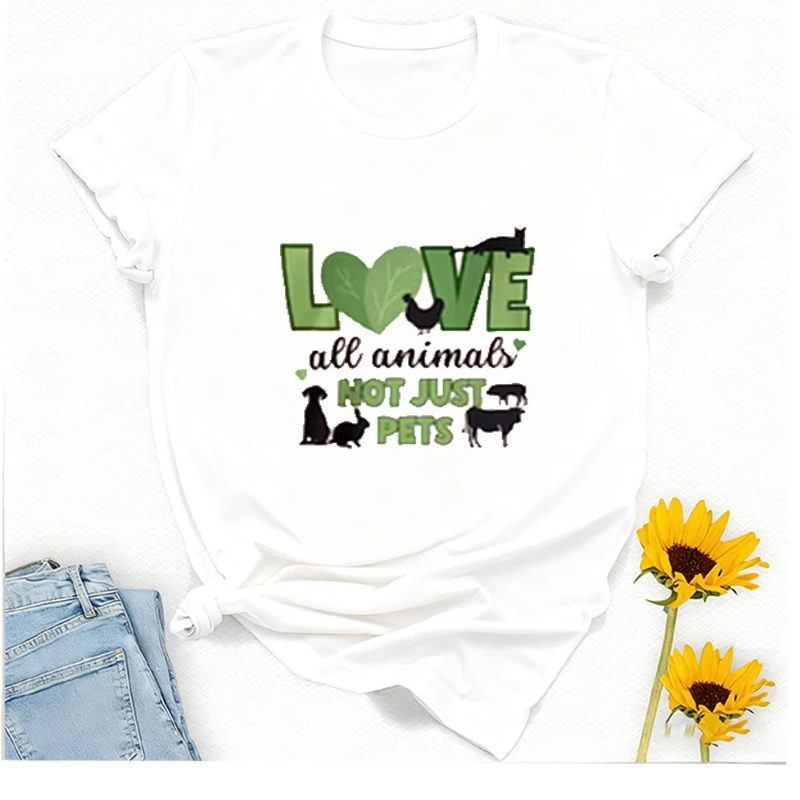 Novidade criativa dia dos namorados ir veganall animais t casal presente amante planta baseado ativismo camiseta casual regular manga curta