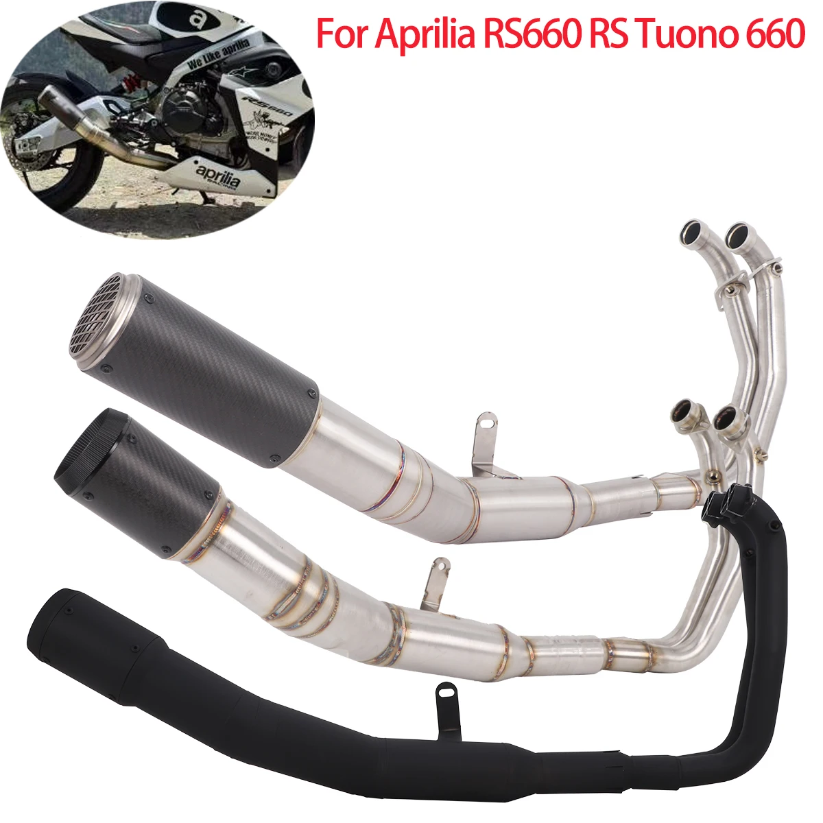 

Полная выхлопная система, карбоновый глушитель для Aprilia RS660 RS Tuono 660 2021 2022 2023, модифицированная выхлопная система мотоцикла