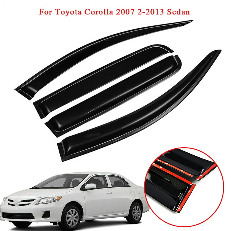 Car Side Window Wind Deflectors Vent Visors Sun Wind Rain Shield Window Visor  For Toyota Corolla 2007 - 2013 Sedan