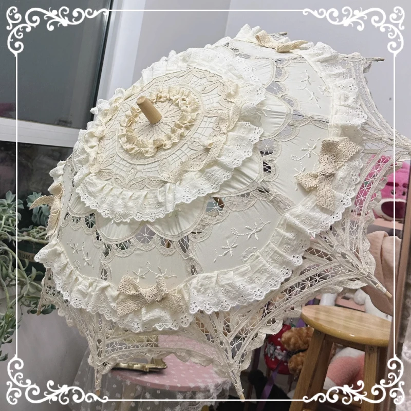Umbrella Gorgeous Lace Handmade Umbrella Lolita Style Cotton Umbrella