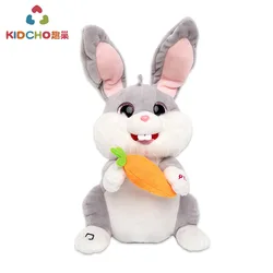 Realistic Speak Cute Furry Carrot Rabbit Hide and Seek Children Soothing Bunny Doll Battery-powered Plush Toy Christmas Gift