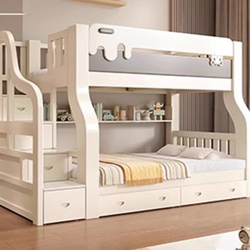 Storage Home Simple Double Bed Modern Whitr High Wooden Bedding Bed Children Human Muebles Para Dormitorio Nordic Furniture