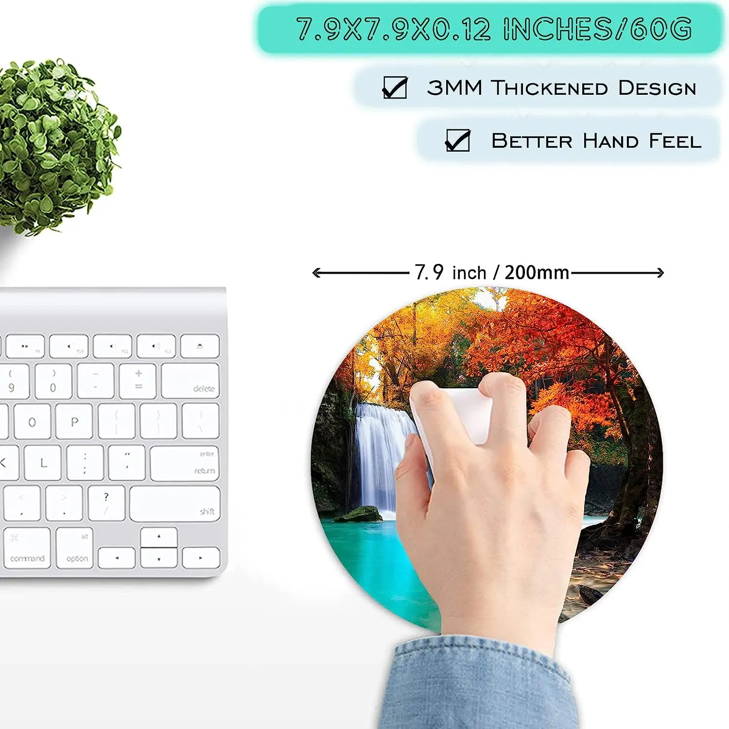 Autumn Deep Forest Waterfall Mousepad Non-Slip Rubber Base Gaming Mouse Pad for Wireless Mouse Computers Laptop Office