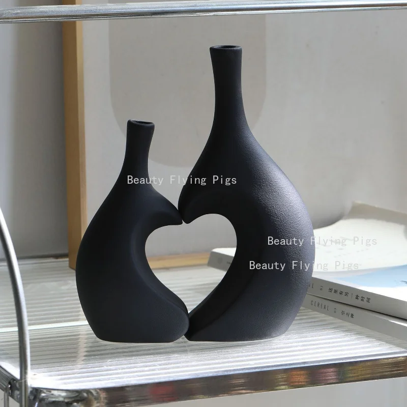 Alien Ceramic Vase Set, Assemble Heart-shaped Ceramic Vase, Household Decorative Vase, Home Decoration, TV Cabinet Decoration