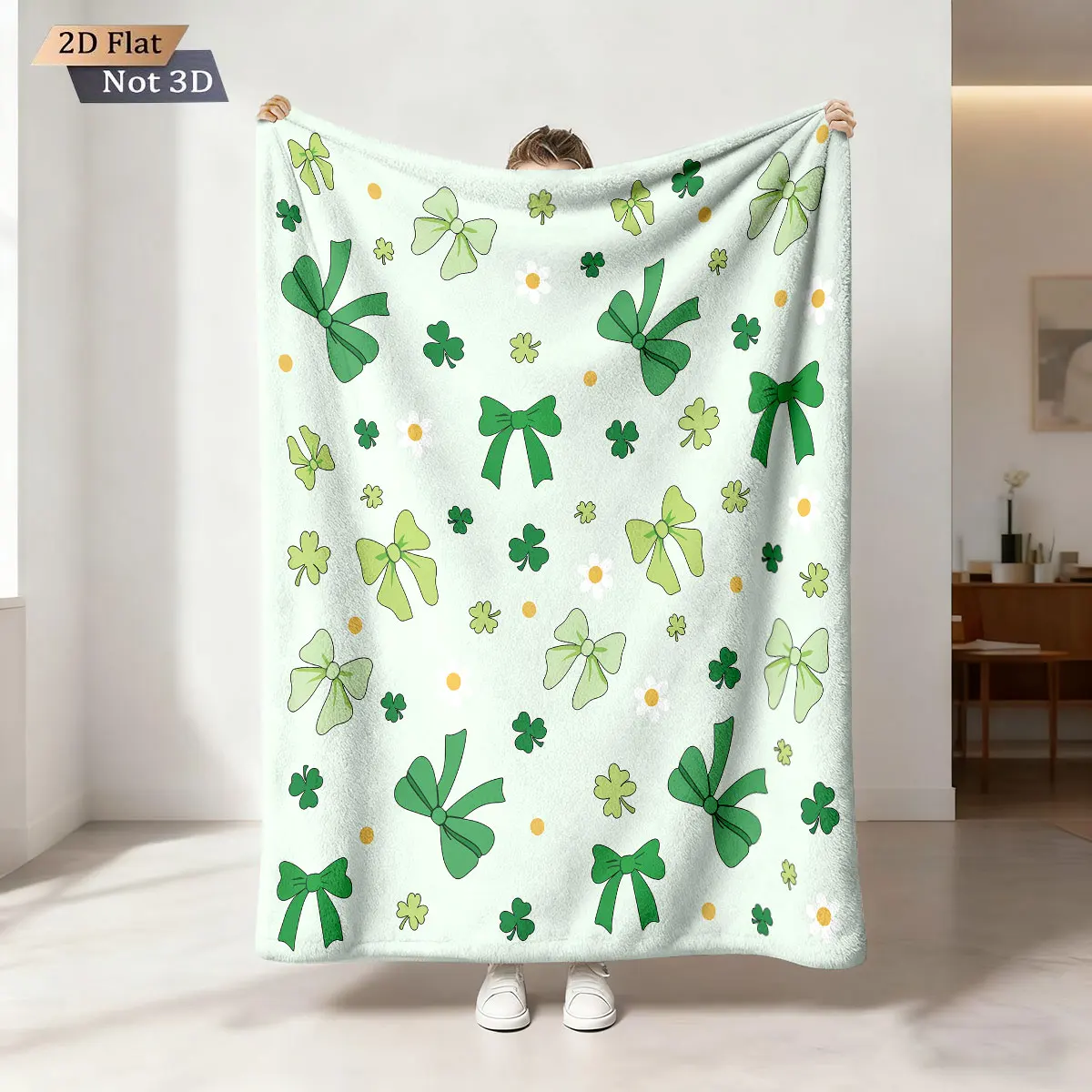 1 Stück St. Patrick's Day Flanelldecke mit grünem Kleeblattmuster, mehrere Größen, bequeme, weiche, lässige Decke, maschinenwaschbar