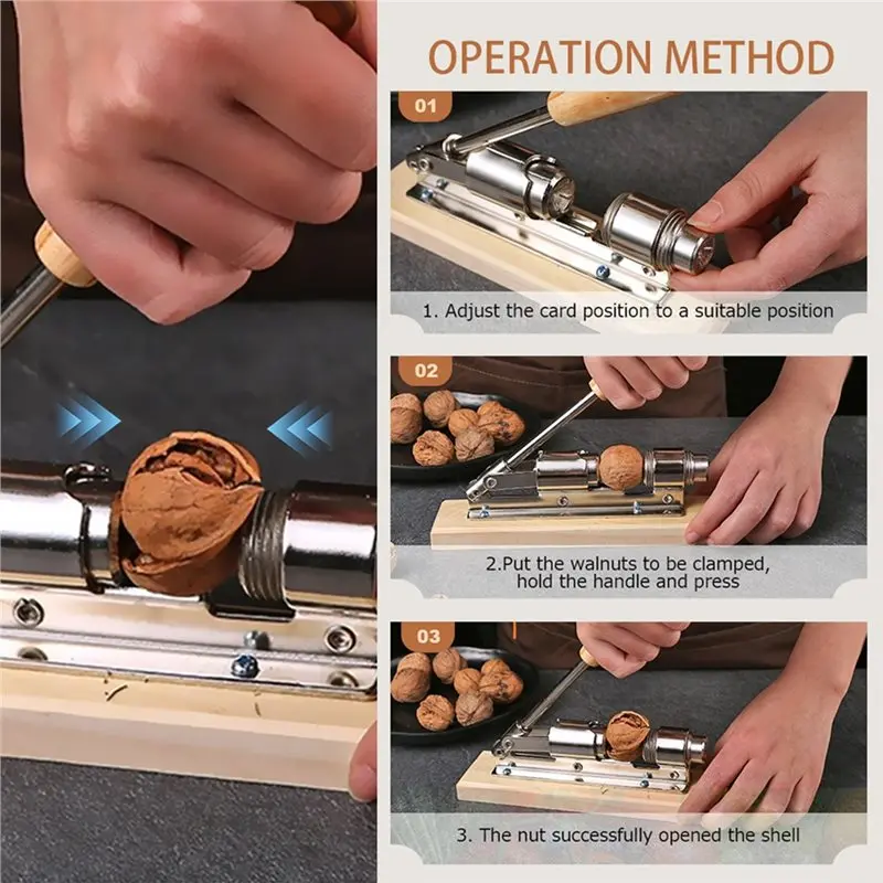 AA81-Kitchen Tools Manual Nut Cracker Stainless Steel Mechanical Sheller Pecan Walnut Fast Opener Clamp Nutcracker view 5