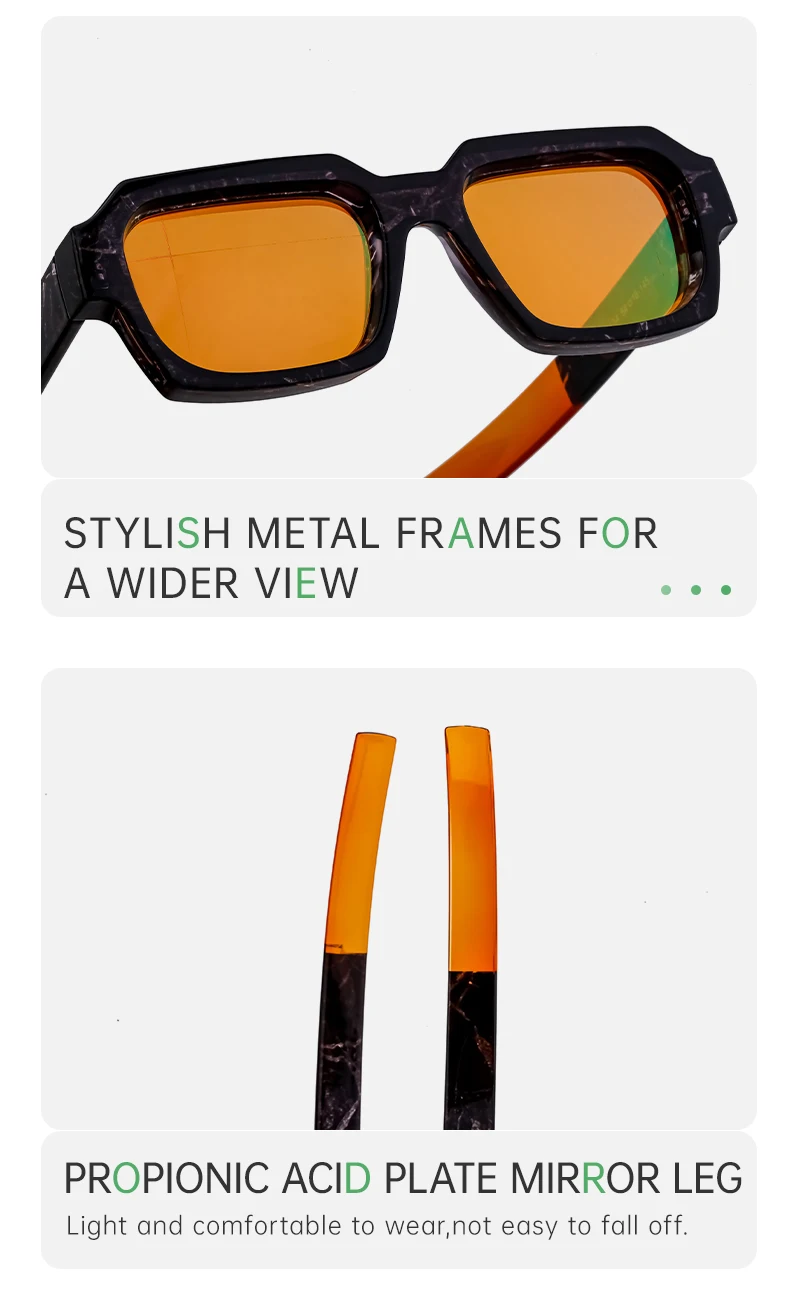 Vintage quadratische Punk Sonnenbrille Männer Frauen Luxusmarke Mode Rechteck Sonnenbrille für männliche zweifarbige Brillen mit dickem Rahmen – Detail 9