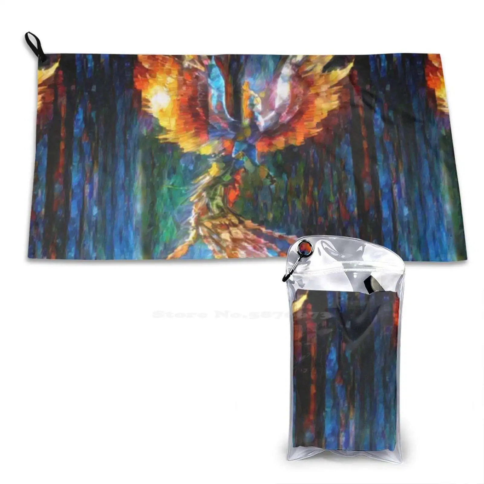 The Rise Of The Phoenix Superfine Fiber Bathroom Towels Washcloth Phoenix Bird Flames Fantasy Mythical Bird Cool Firebird Blaze