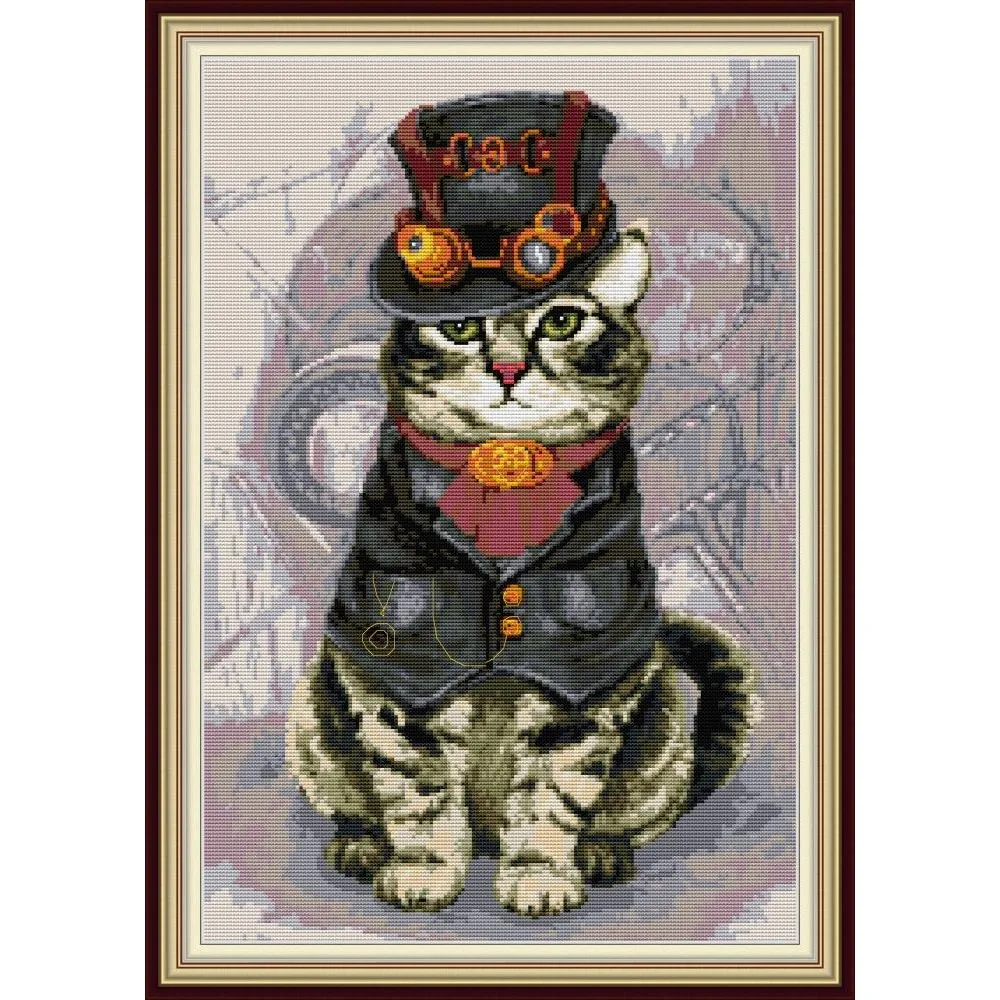 

Joy Sunday Набор для вышивки крестом с предварительной печатью DIY Легкий узор Набор для вышивания ткани Aida-Mighty Cat