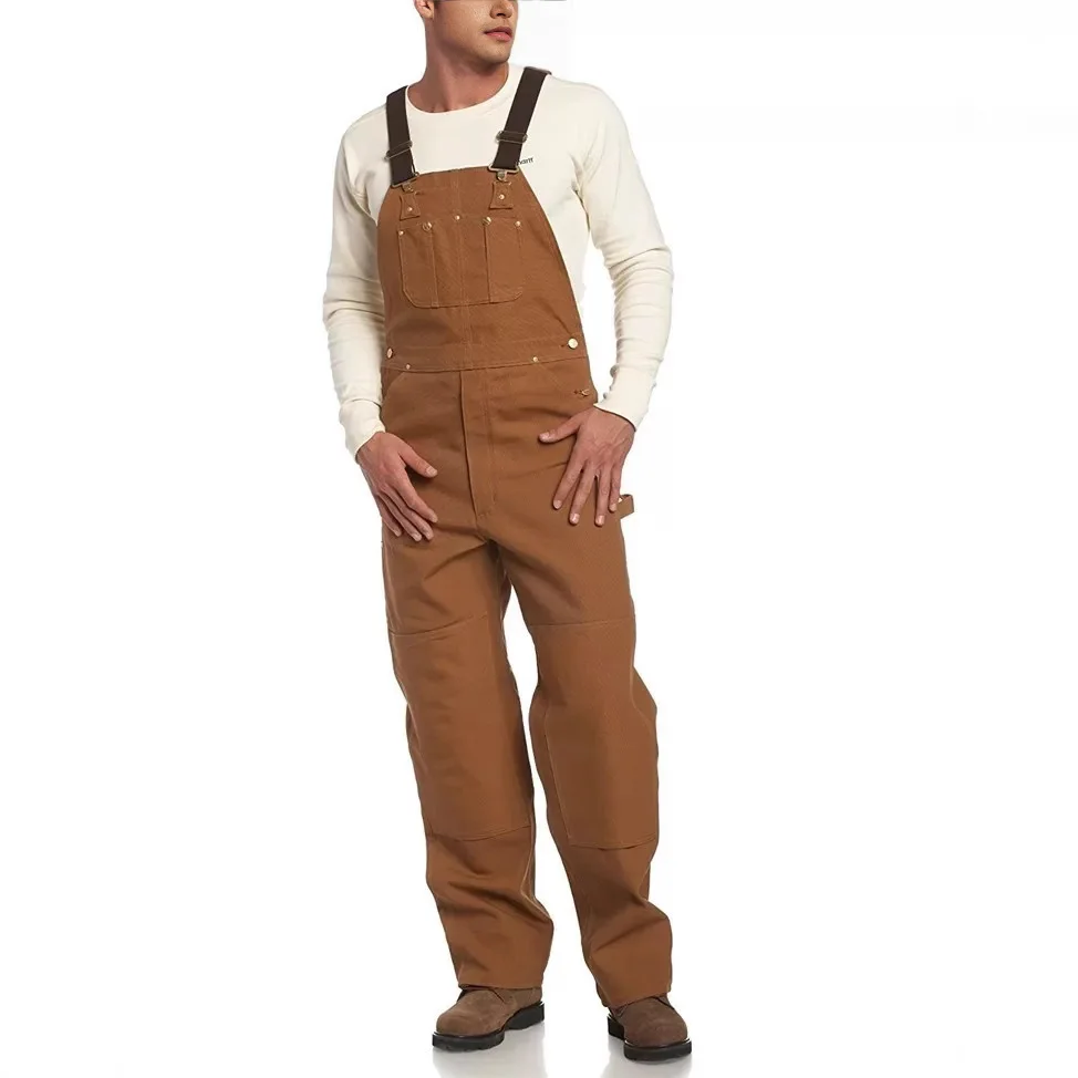 

Retro Multi-Pocket Pure Cotton Canvas Straight Leg Cargo Pants Casual Loose Couple Overalls Reverse Craftsmanship