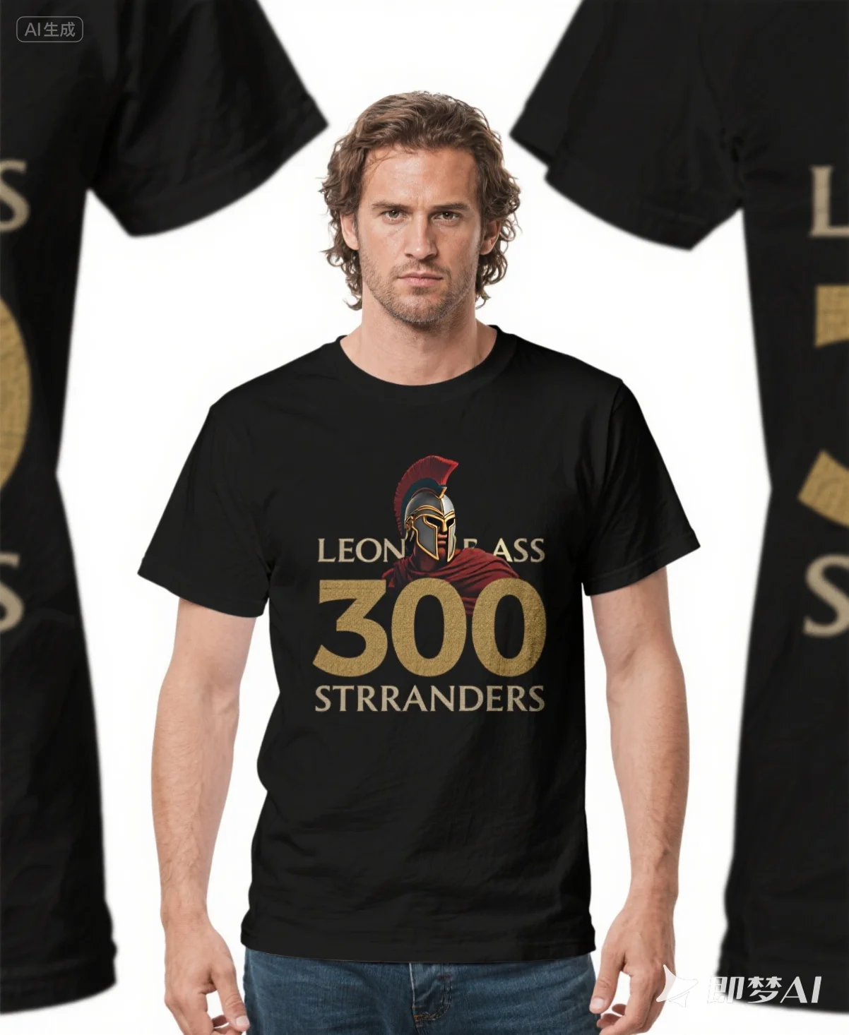 

This is Sparta，Spartan King Leonidas 300 Strangers pattern -100% cotton O-neck short-sleeved casual men's printed T-shirt.